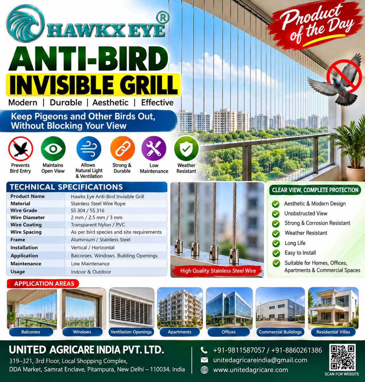 Anti-Bird Invisible Grill