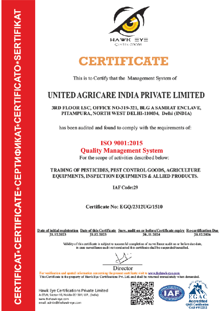 ISO Quality Management System Certificate